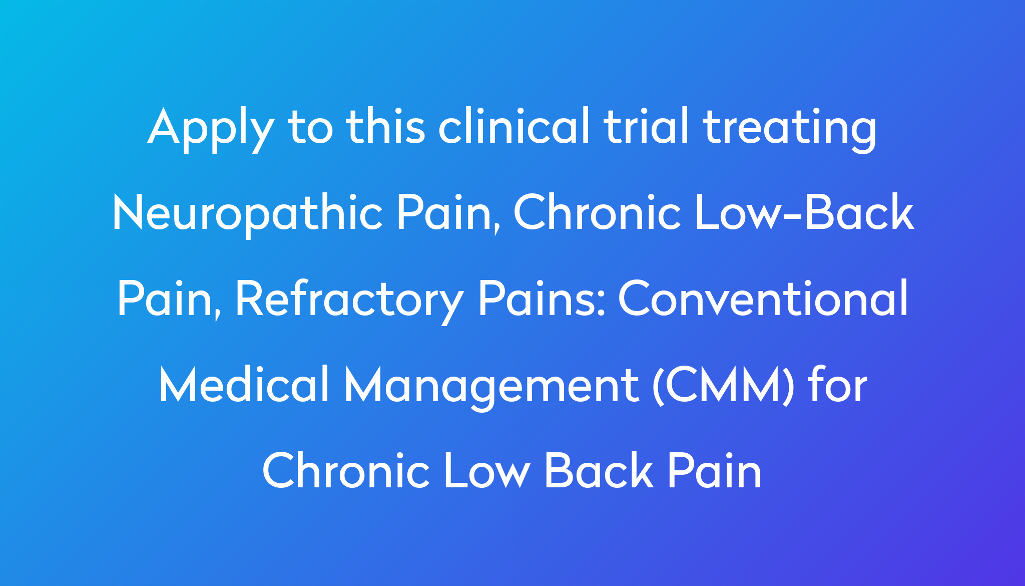 conventional-medical-management-cmm-for-chronic-low-back-pain